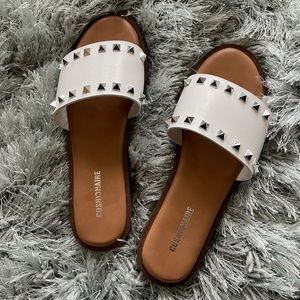 Cushionaire White Studded Slide Sandals